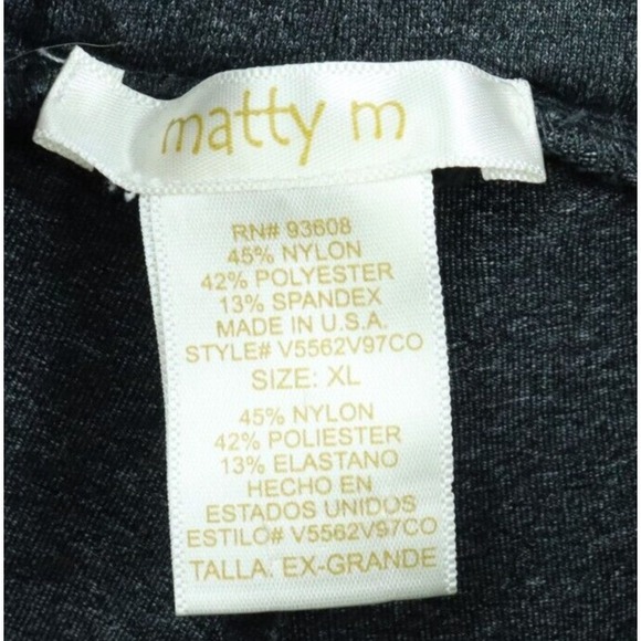 Matty M Leggings Mid Rise Womens XL Gray Heathered Nylon Stretch Elastic Waist - Picture 5 of 5